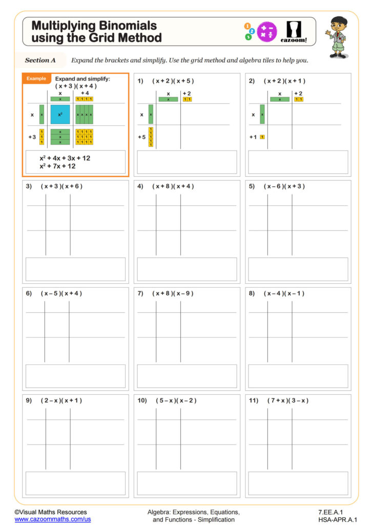 Grid Method Multiplication Worksheet