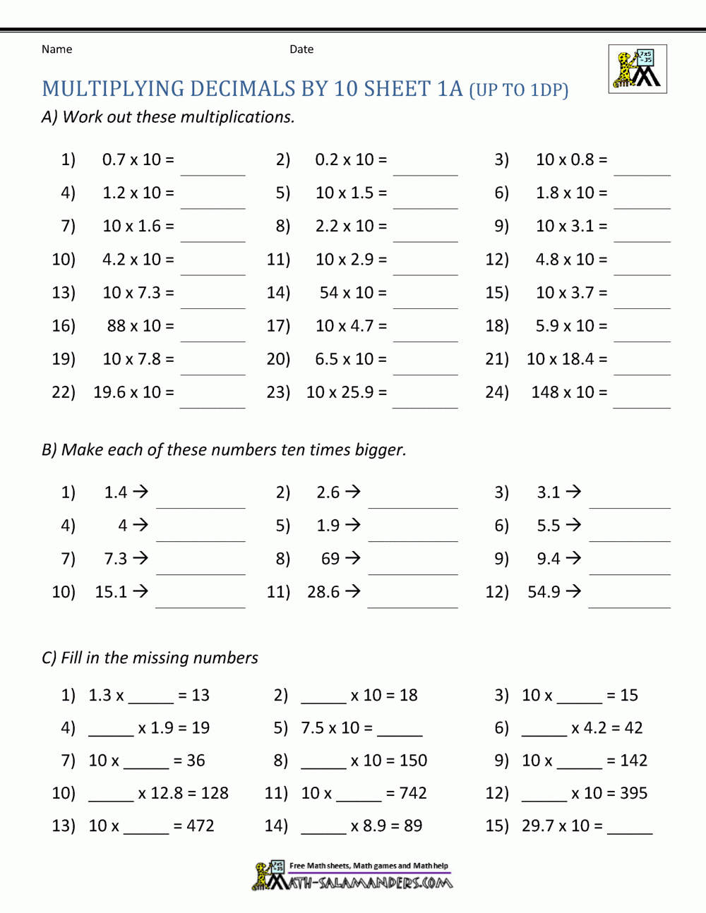 Multiplying Decimals10 100 Worksheets throughout Multiplication And Division Of Decimals Worksheet