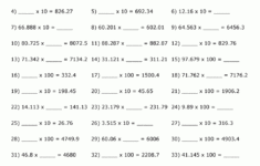 Multiplying Decimals10 100 Worksheets within Multiplication of Decimals by 10 100 and 1000 Worksheets