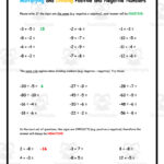 Multiplying + Dividing Positive And Negative Numbers Practice Sheet A For Integer Multiplication And Division Worksheet