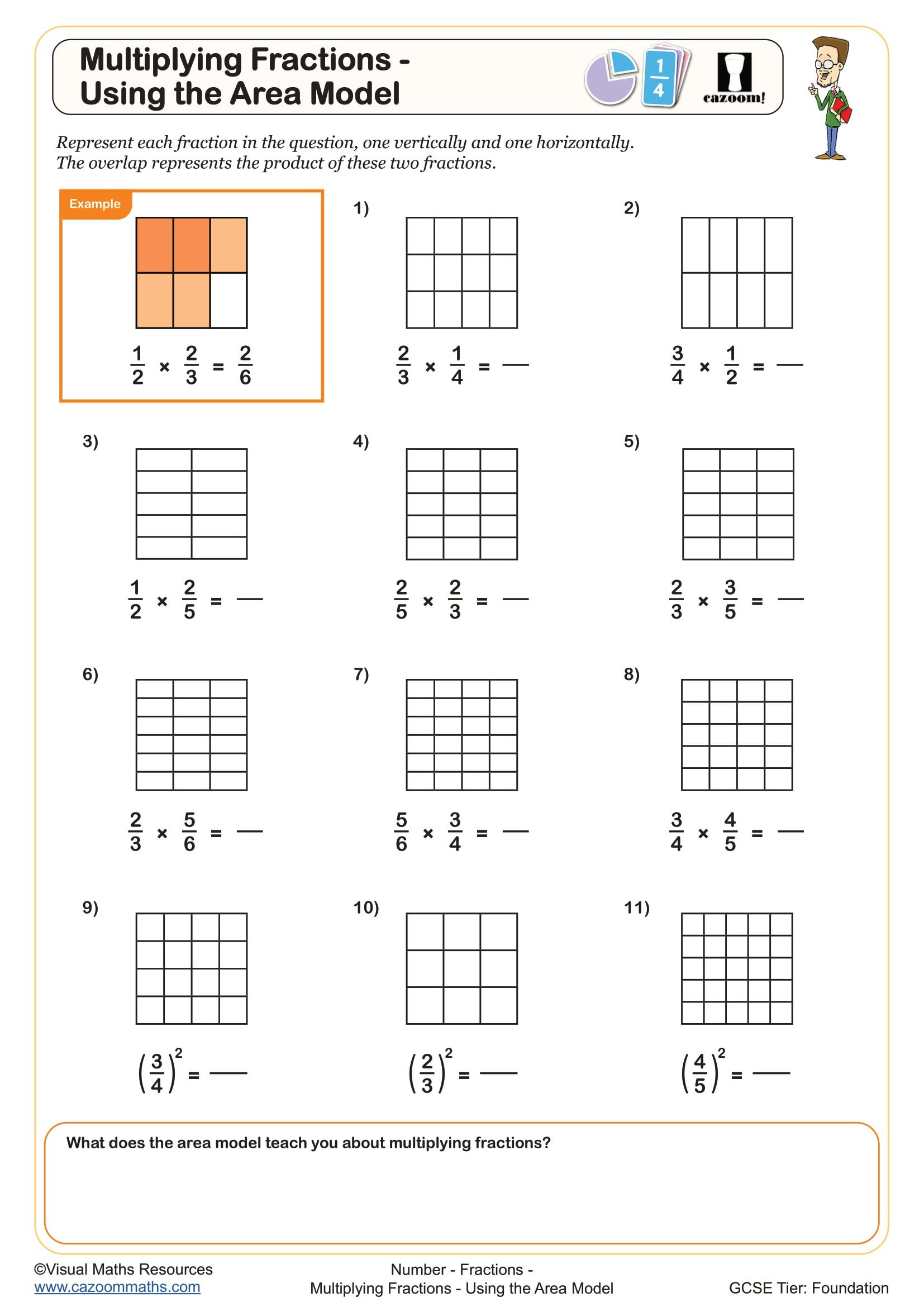 Multiplying Fractions Using Area Models Worksheet | Fun And inside Multiplication Area Model Worksheet