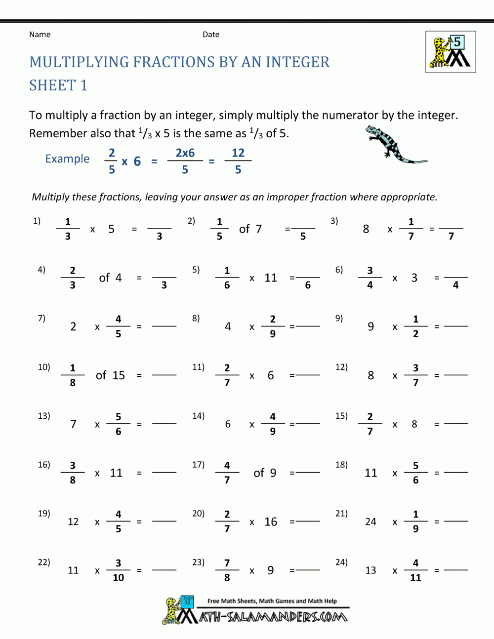 Multiplying Fractions Worksheet throughout Fraction and Whole Number Multiplication Worksheet