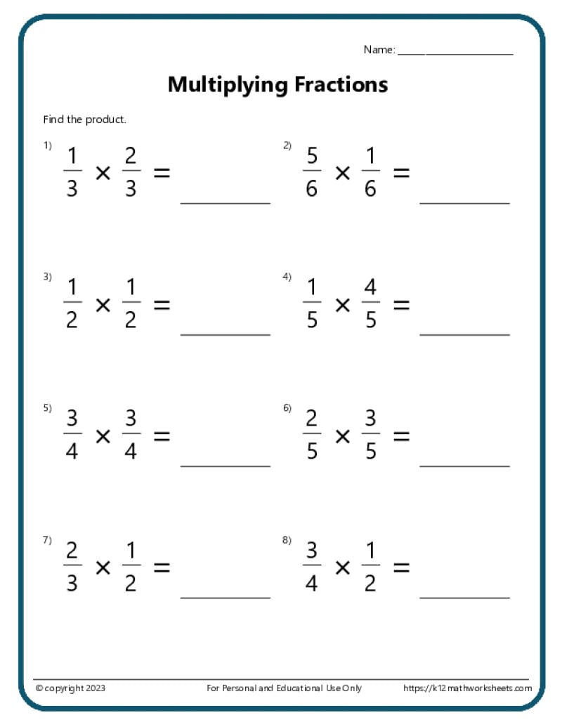 Multiplying Fractions Worksheets intended for Worksheet On Multiplication Of Fractions