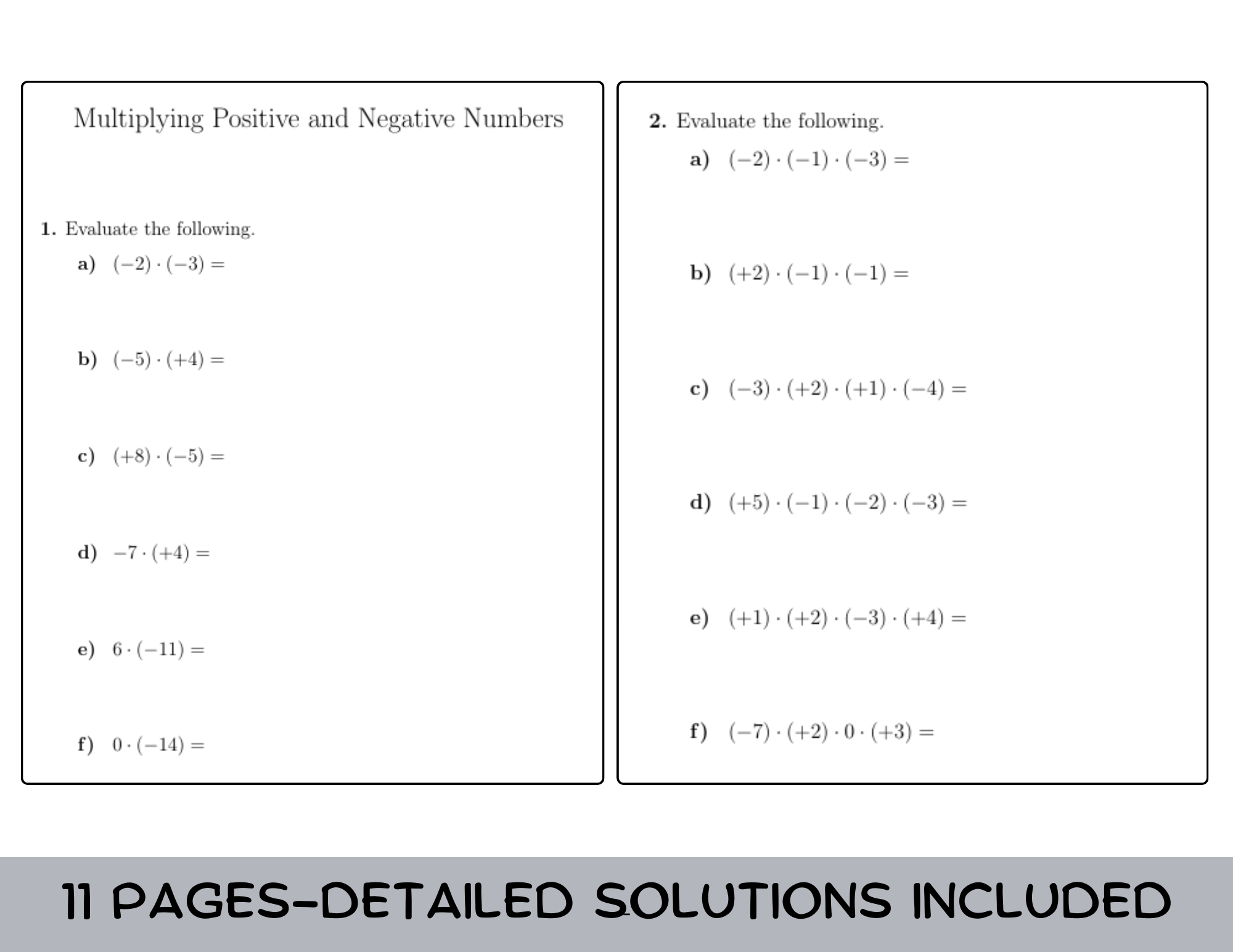 Multiplying Positive And Negative Numbers Worksheet (With intended for Positive and Negative Multiplication Worksheets
