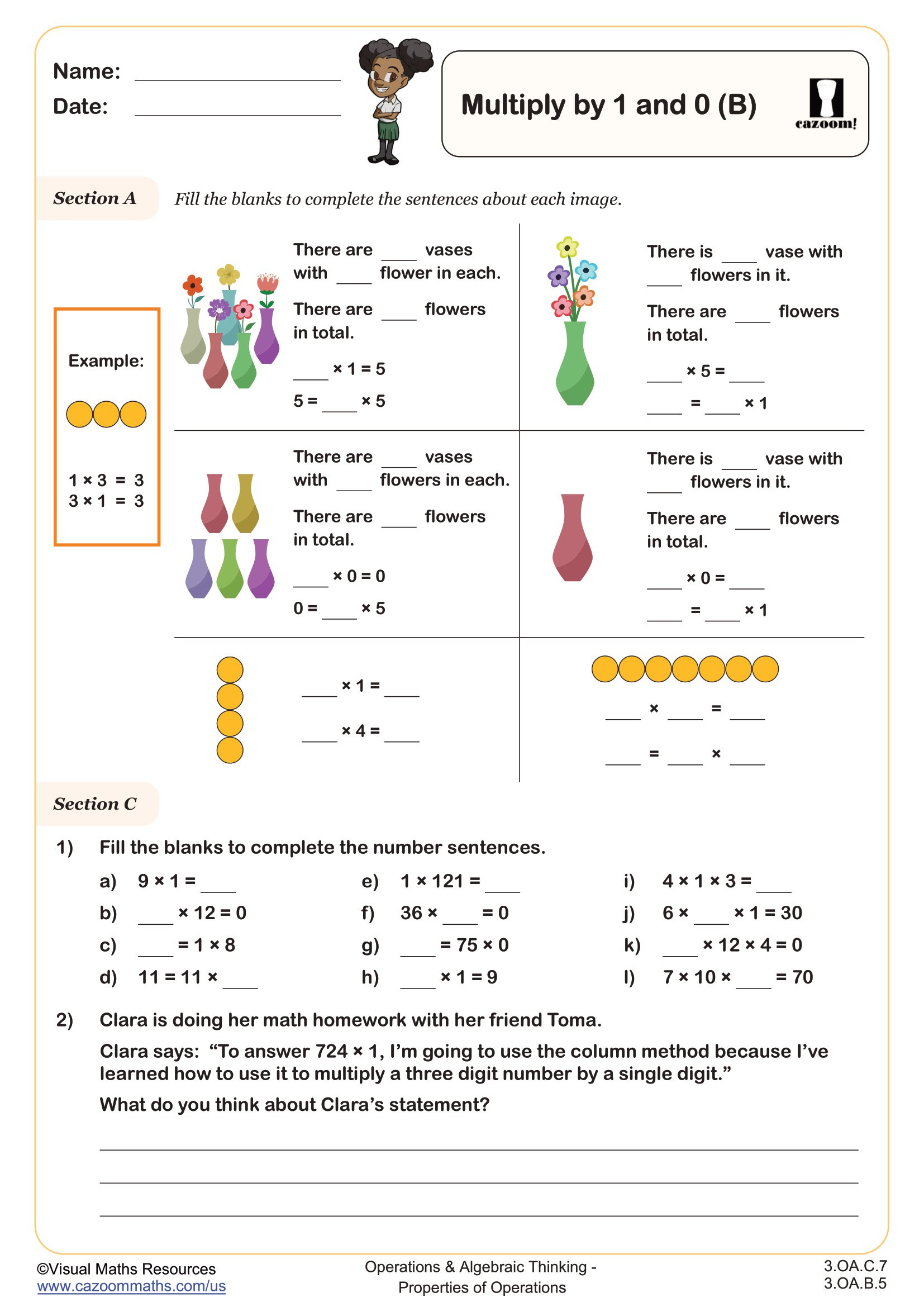 Multiplying1 And 0 (A) Worksheet | Fun And Engaging 3Rd Grade regarding Multiplication 0 And 1 Worksheet