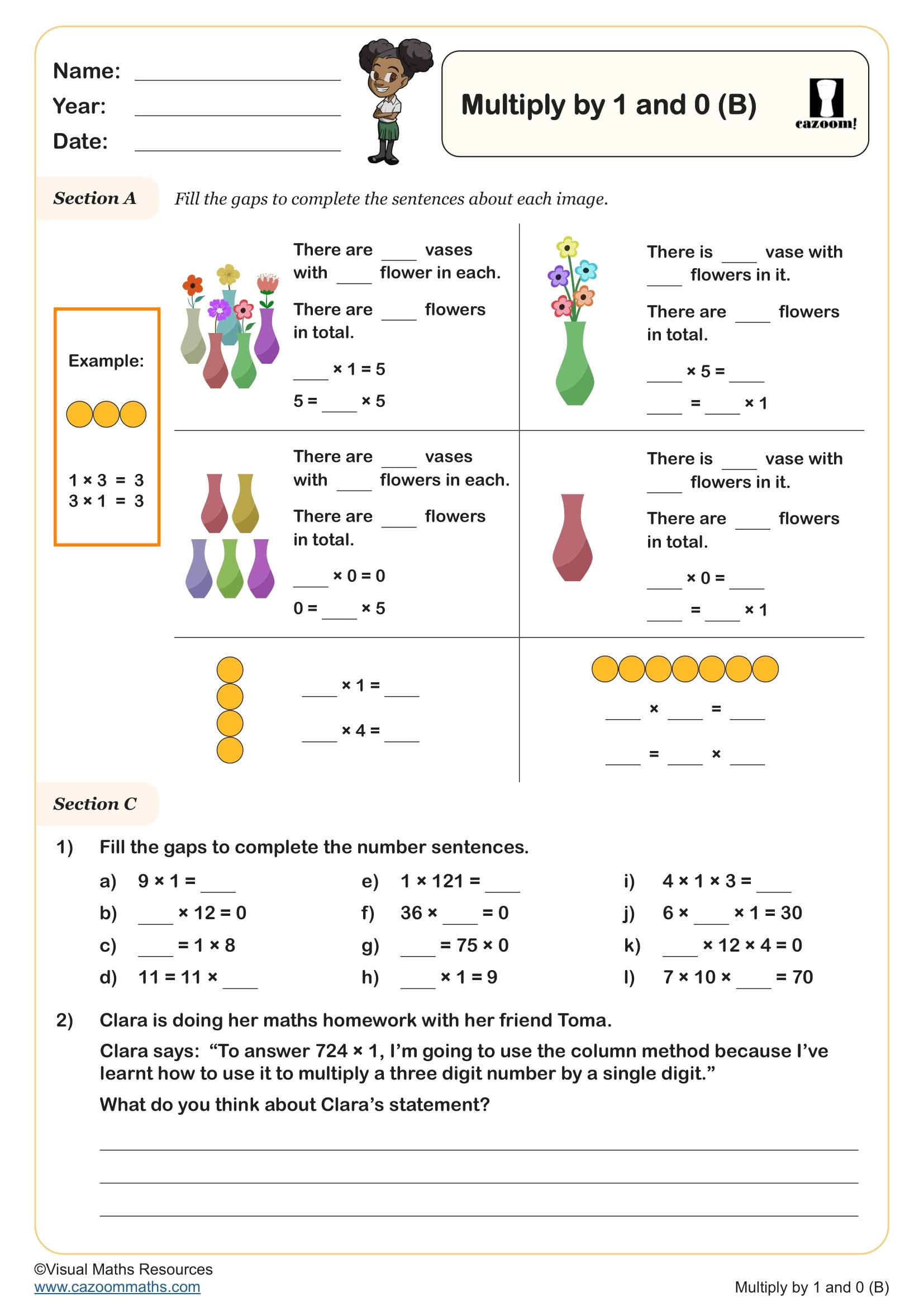 Multiplying1 And 0 (B) | Fun And Engaging Year 4 Number Worksheet with regard to Multiplication By 0 And 1 Worksheets