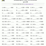 Multiplying10 And 100 Worksheets Pertaining To 100 Multiplication Questions