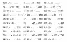 Multiplying10 And 100 Worksheets pertaining to 100 Multiplication Questions