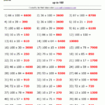 Multiplying10 And 100 Worksheets Throughout 100 Problems With Hard Multiplication Answers