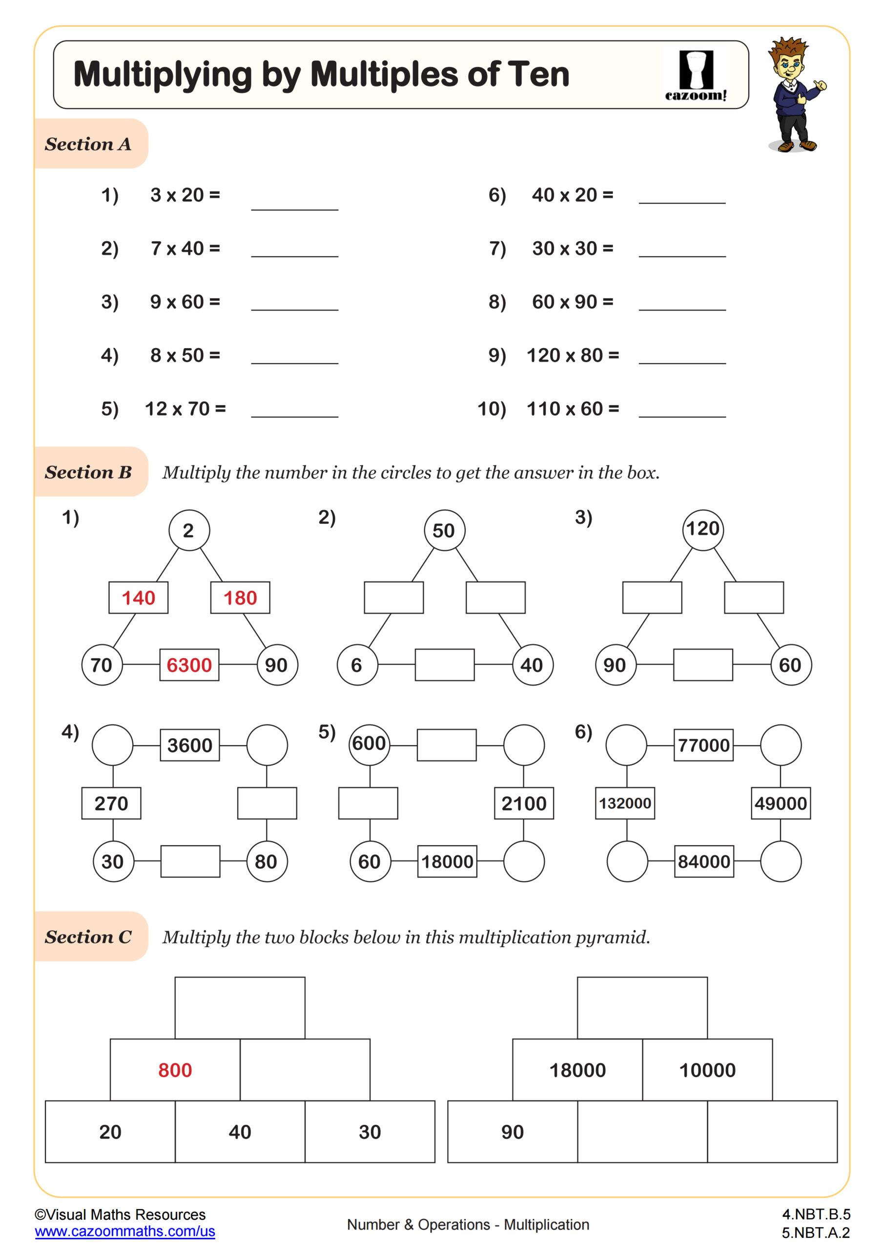 Multiplyingmultiples Of Ten Worksheet | Pdf Printable Number within Multiplying by Multiples of 10 Worksheets