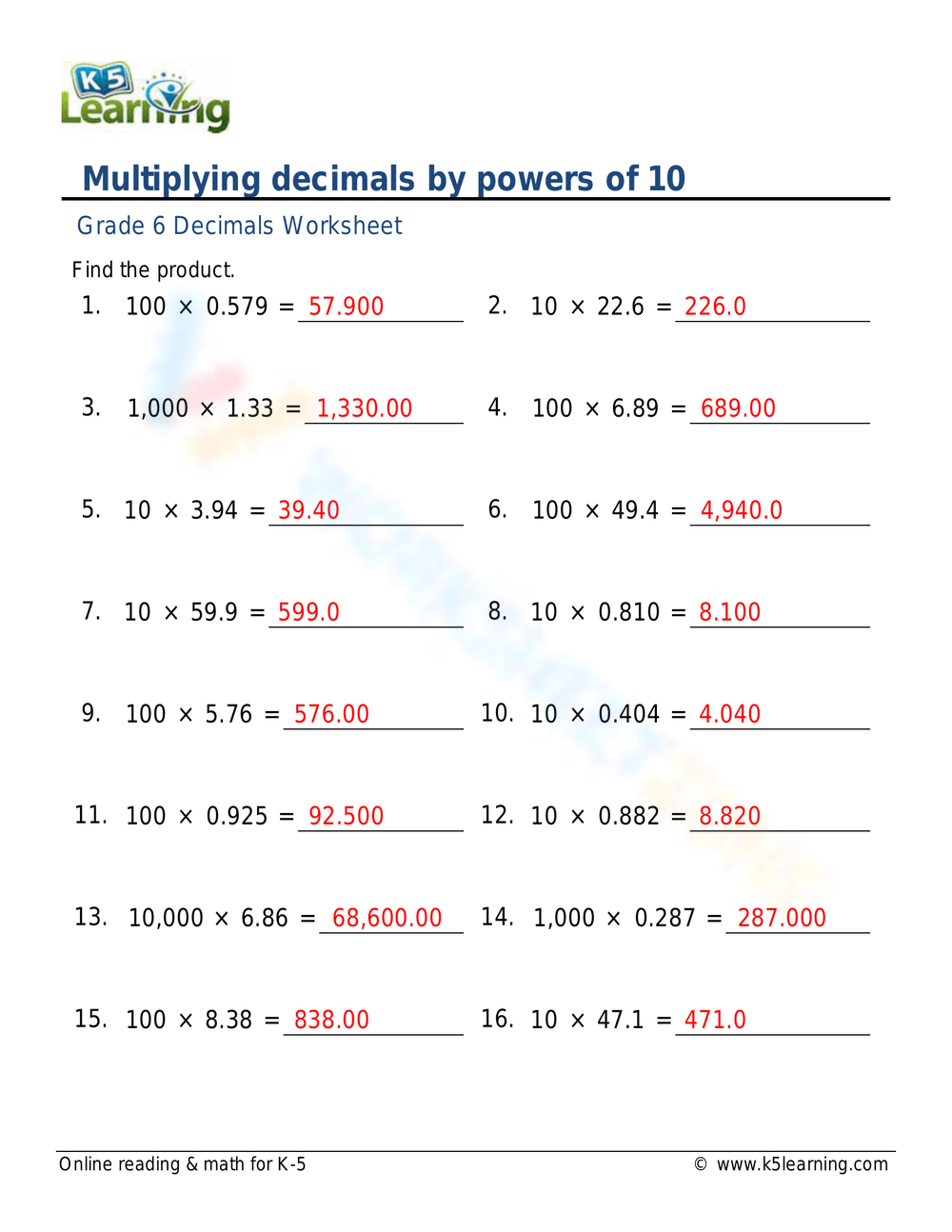 Multiplyingpowers Of 10 Worksheets &amp;amp; Printable with Powers of 10 Multiplication Worksheets