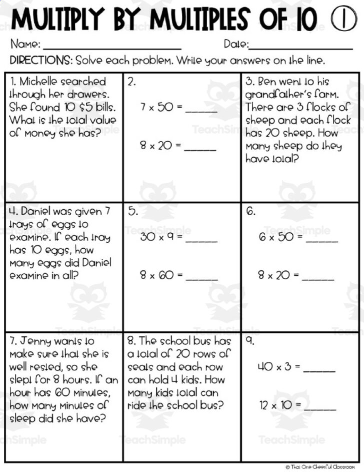 Multiples of 10 Multiplication Worksheet Multiples of 10 Multiplication Worksheet
