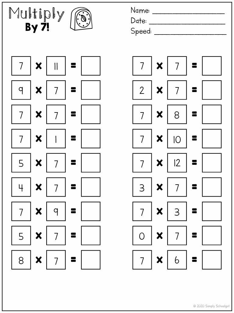 Multiplyseven Worksheets | Multiplication Facts | 7 Times Tables throughout 7 Multiplication Facts Worksheet