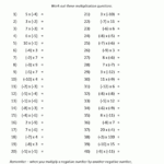 Negative Number Multiplication Intended For Positive And Negative Multiplication Worksheets