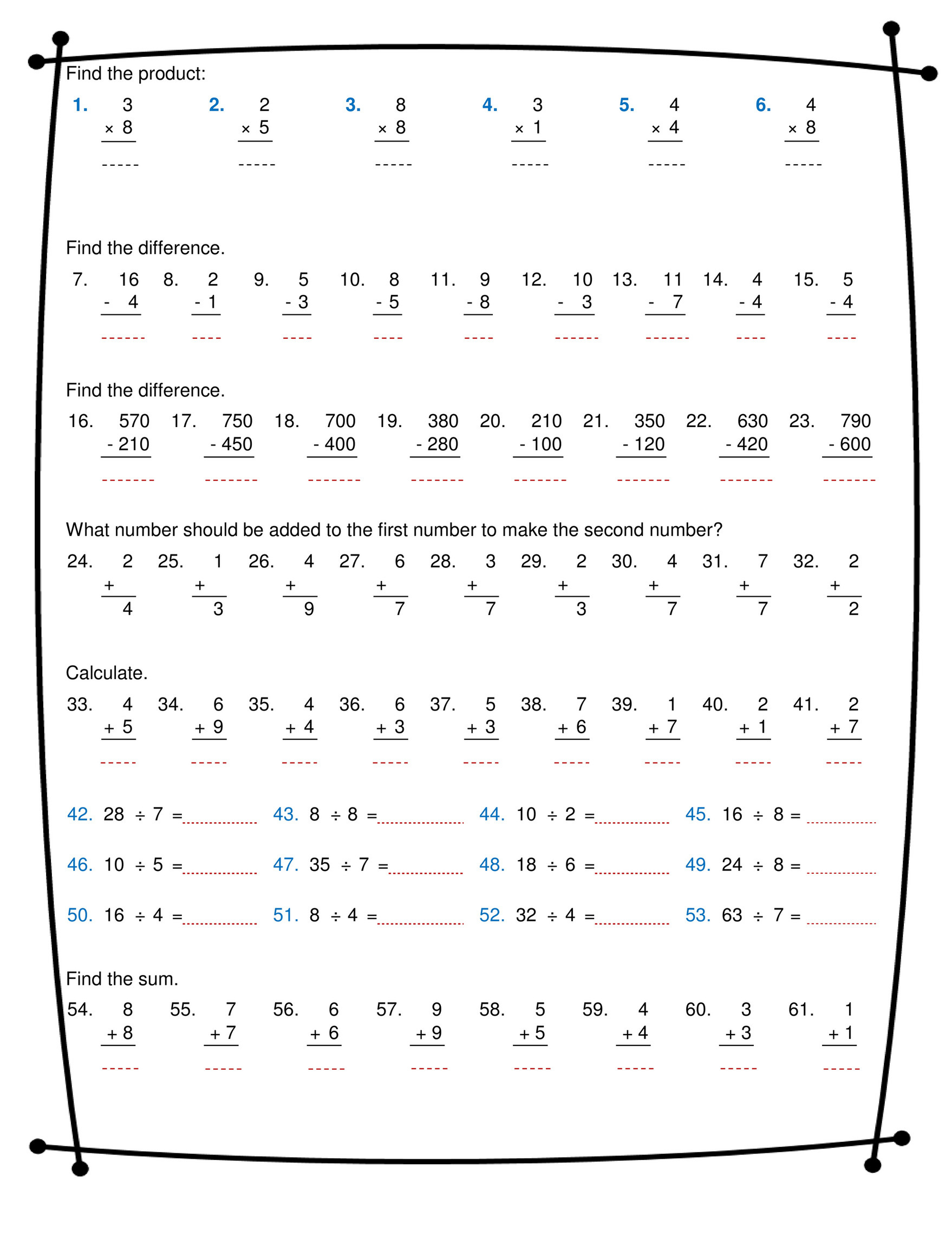 Ninalazina - Addition Subtraction Multiplication Division regarding Addition Subtraction and Multiplication Worksheets