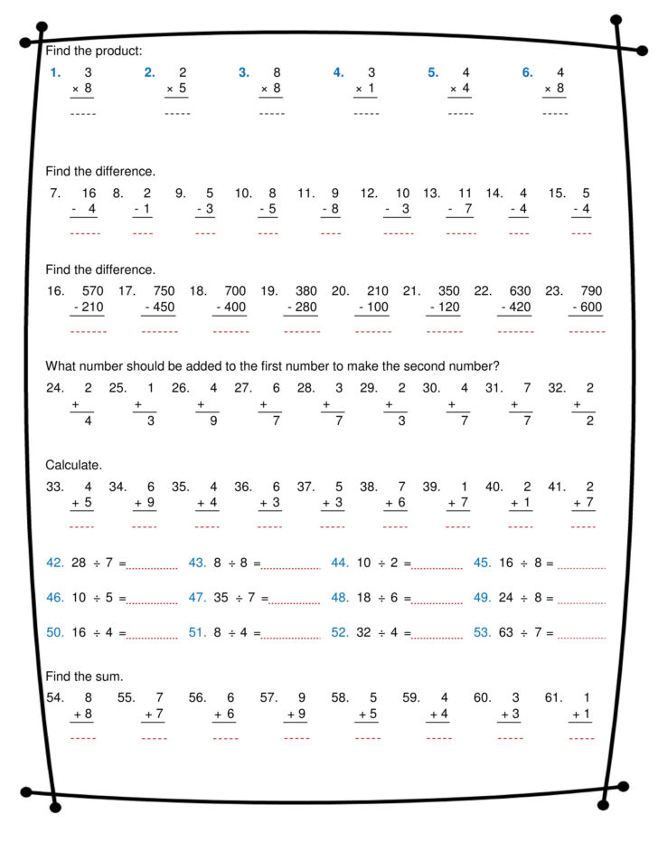 Multiplication Addition Subtraction Worksheets