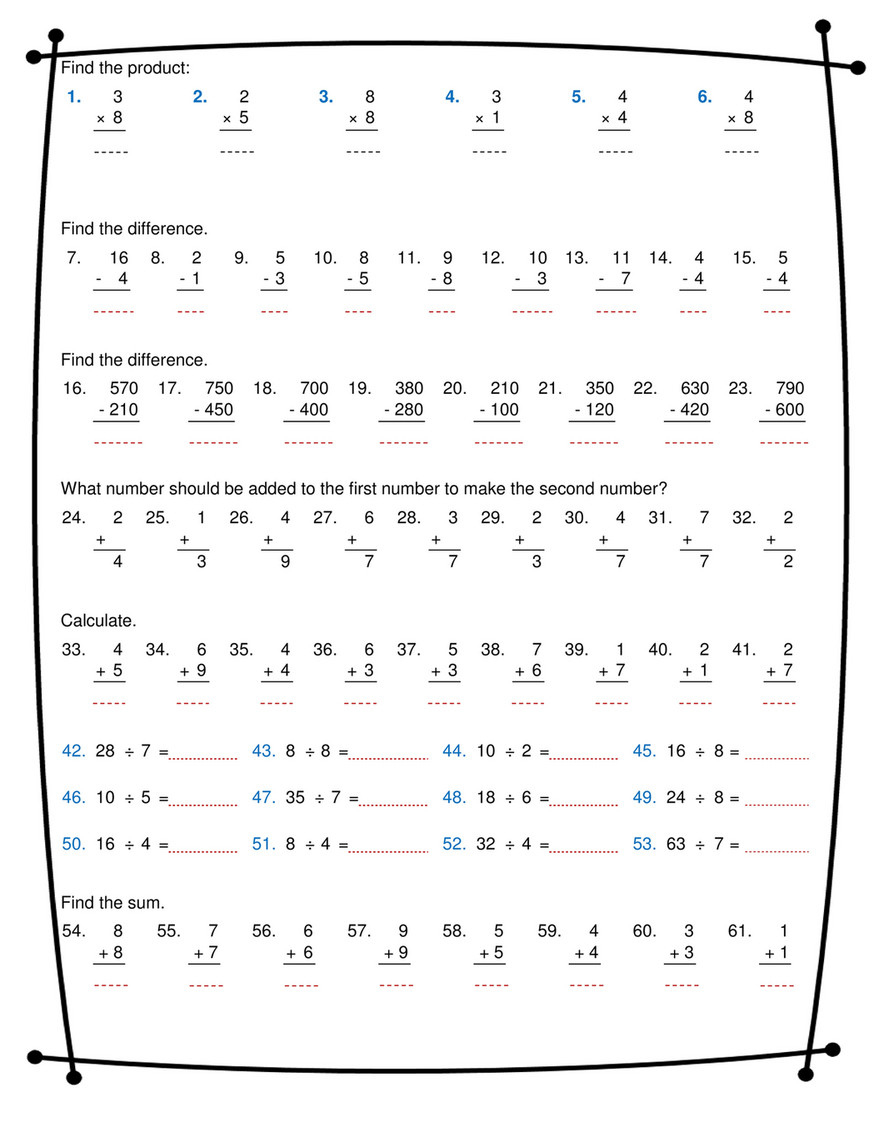 Ninalazina - Addition Subtraction Multiplication Division with regard to Addition To Multiplication Worksheets