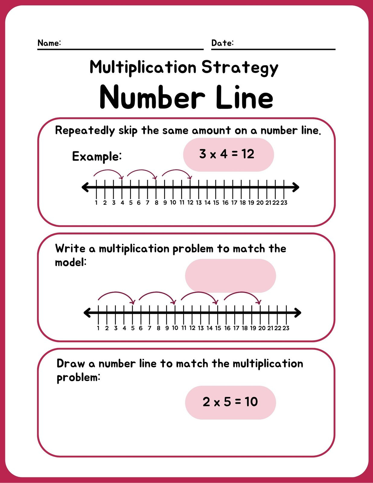Page 3 - Free And Customizable Multiplication Templates | Canva with regard to Multiplication On The Number Line Worksheet
