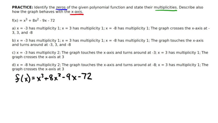 Zeros and Multiplicity Worksheet Answers Zeros and Multiplicity Worksheet Answers