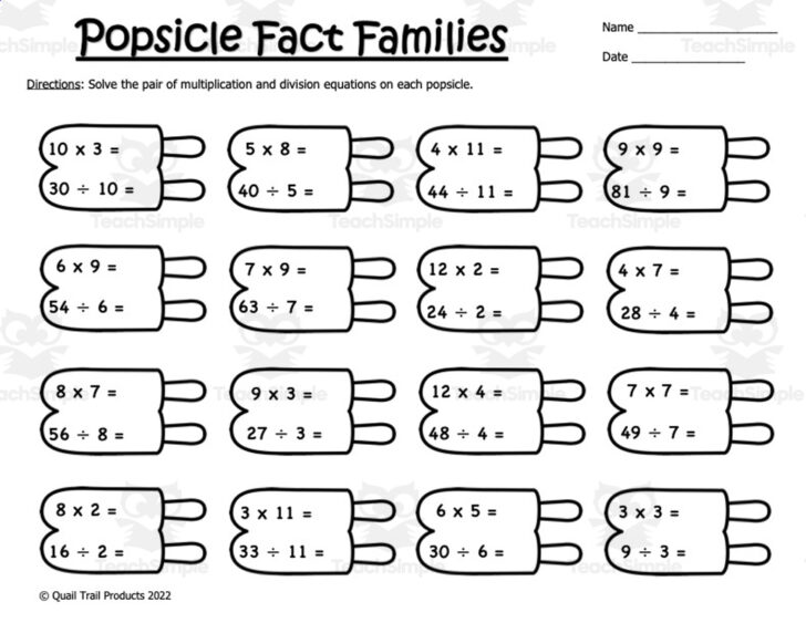 Relating Multiplication and Division Worksheets