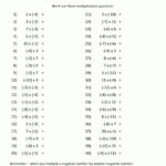 Practice Multiplication: Positive & Negative Numbers   Tech Hub At Inside Multiplication Of Positive And Negative Numbers Worksheet