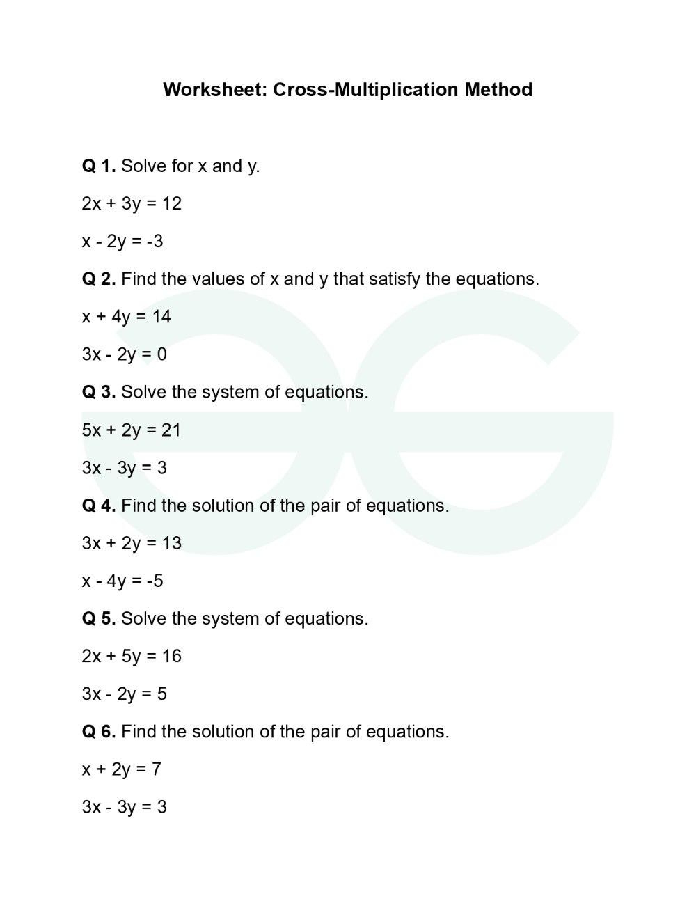 Practice Questions On Cross-Multiplication Method - Geeksforgeeks throughout Maths Cross Multiplication Word Problems
