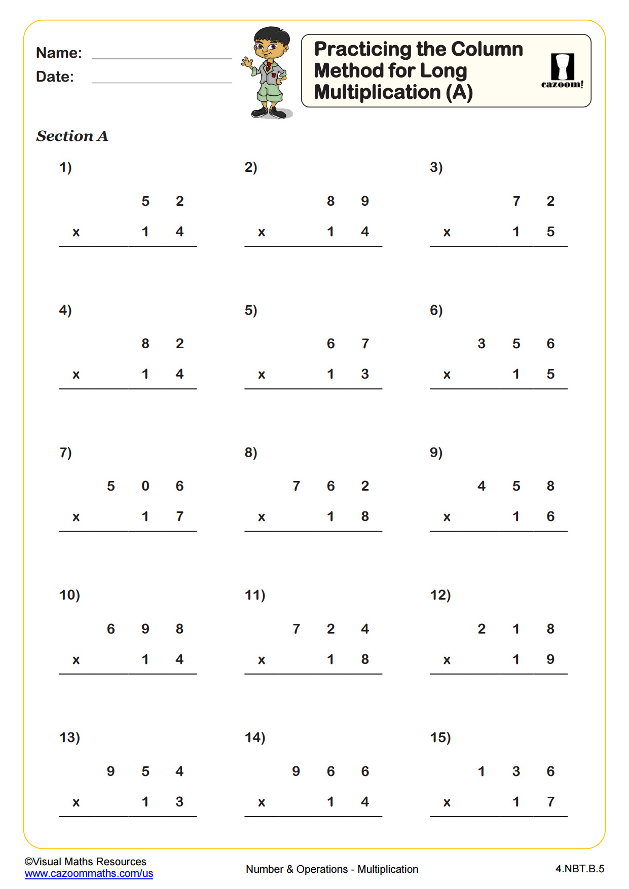 Practicing The Box Method For Long Multiplication | Fun And with Multiplication Worksheets with Boxes