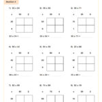 Practicing The Box Method For Multiplication (B) | Pdf Printable Within 5th Grade Box Method Math Worksheet