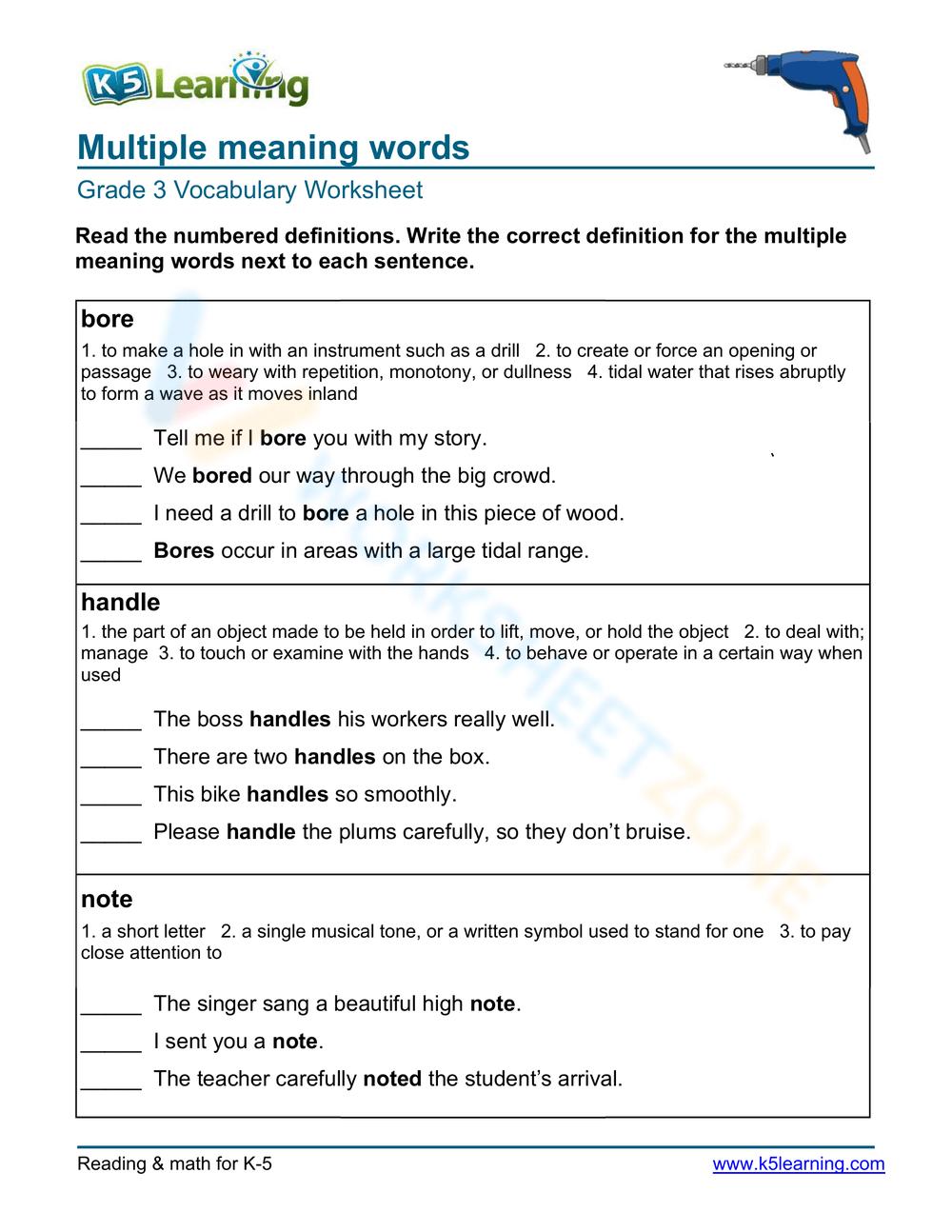 Printable Grade 5 Multiple Meaning Words Worksheets intended for Multiple Meaning Words Worksheets Grade 5