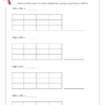 Printable Grade 5 Multiplication And Area Models Worksheets Pertaining To Box Method Multiplication Worksheets