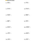 Printable Grade 9 Equations Worksheets Intended For Multiplication Of Radical Expressions Worksheet