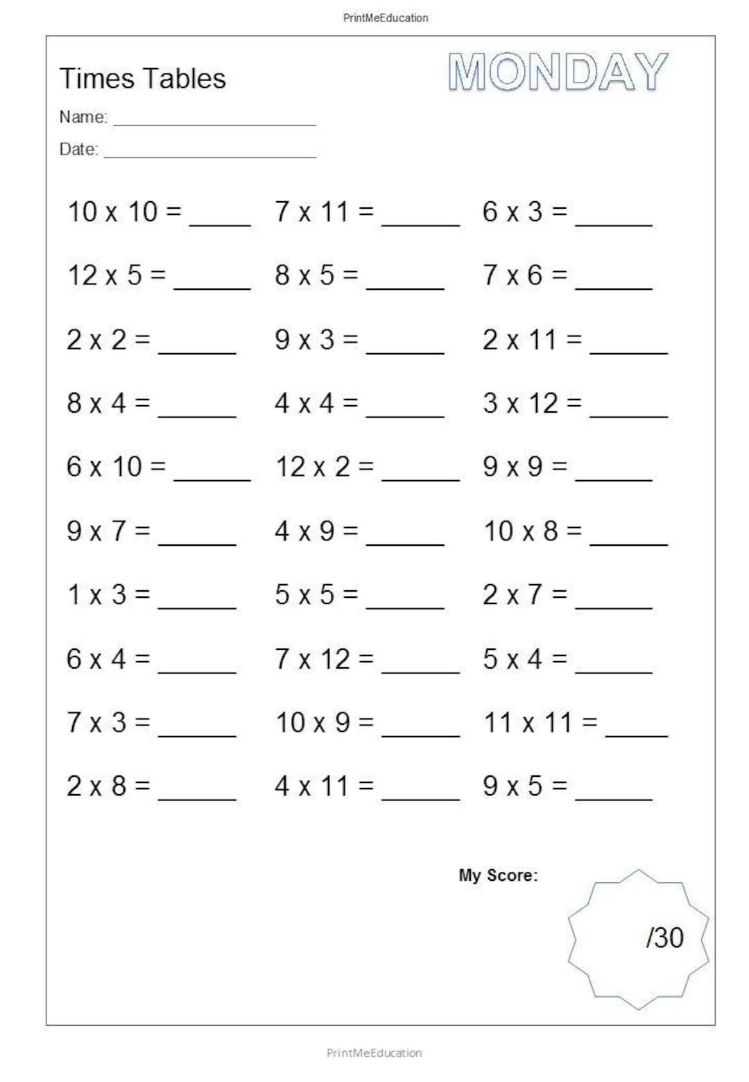 Printable Mixed Multiplying Daily Practice Worksheets With Answer pertaining to Mixed Multiplication Facts Worksheets