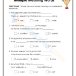 Printable Multiple Meaning Words Worksheets Download Intended For Multiple Meaning Words Worksheet