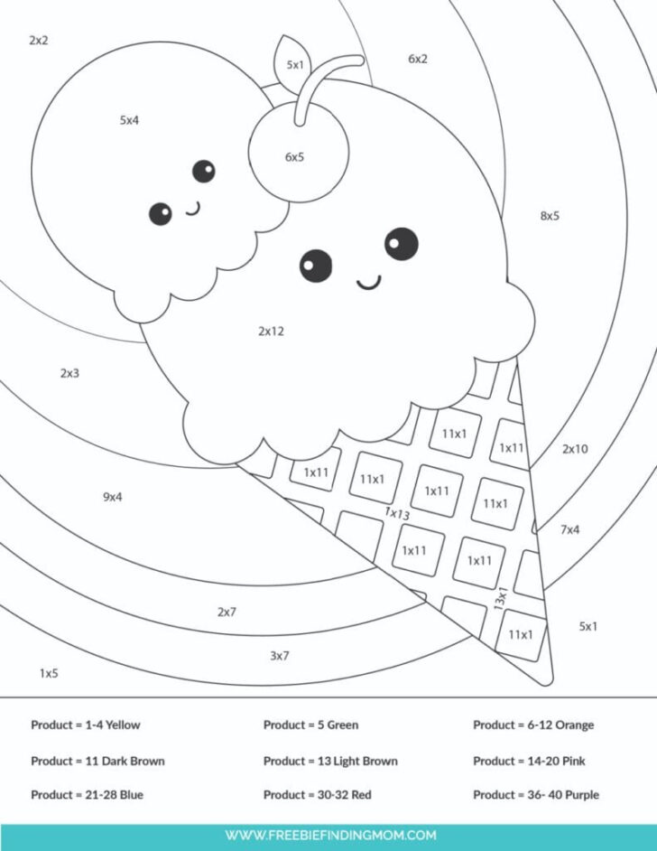Free Multiplication Color by Number Worksheets