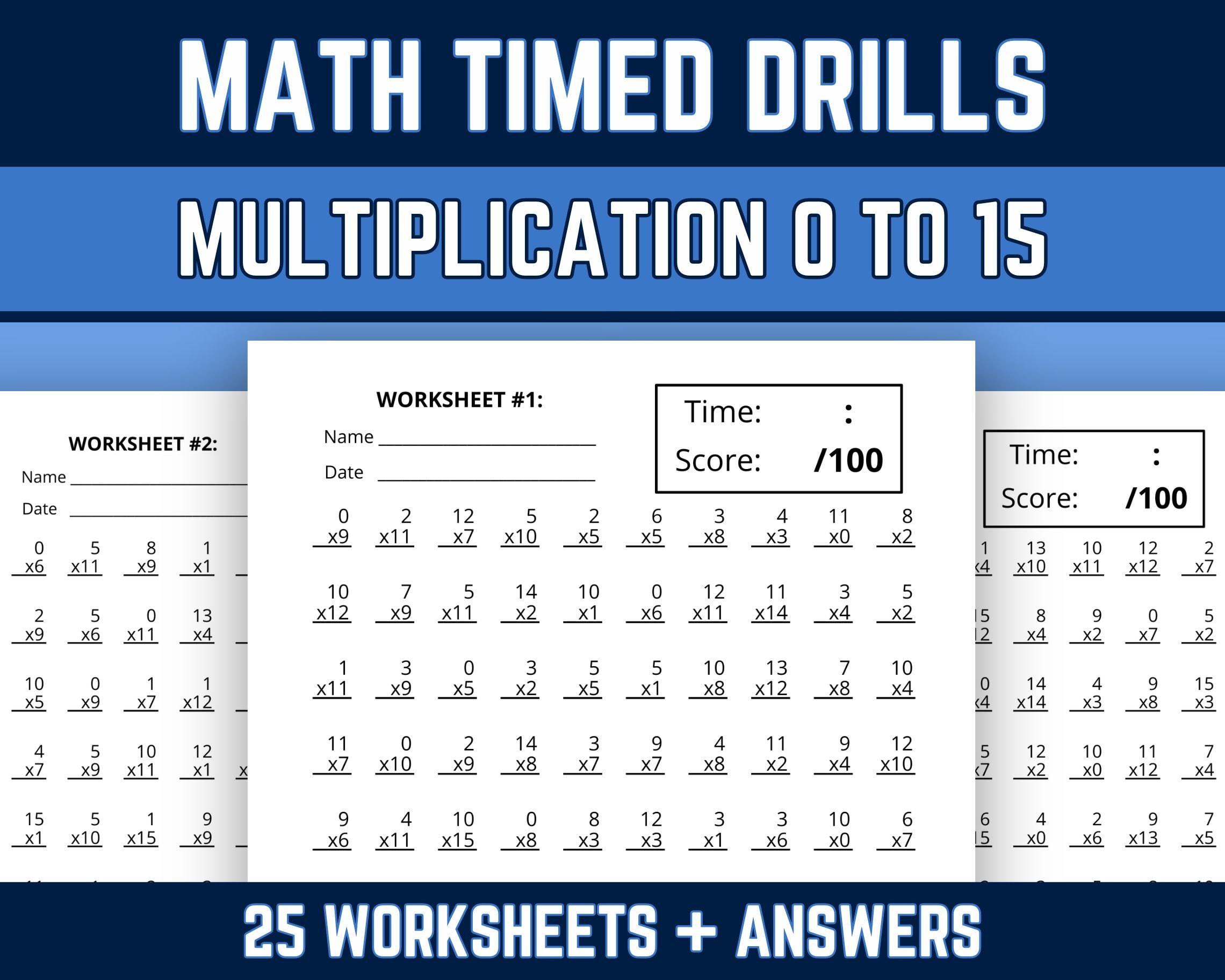 Printable Multiplication Timed Drill Worksheets, Multiplying 0 To in Multiplication Speed Drills 100 Daily Timed Tests Printable