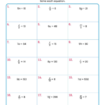 Printable One Variable Equations Worksheets Throughout Solving Equations Using Multiplication And Division Worksheet