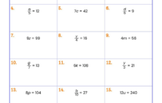 Printable One-Variable Equations Worksheets with regard to One Step Equation Multiplication And Division Worksheet