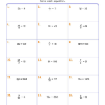 Printable One Variable Equations Worksheets With Regard To One Step Equations With Multiplication And Division Worksheet