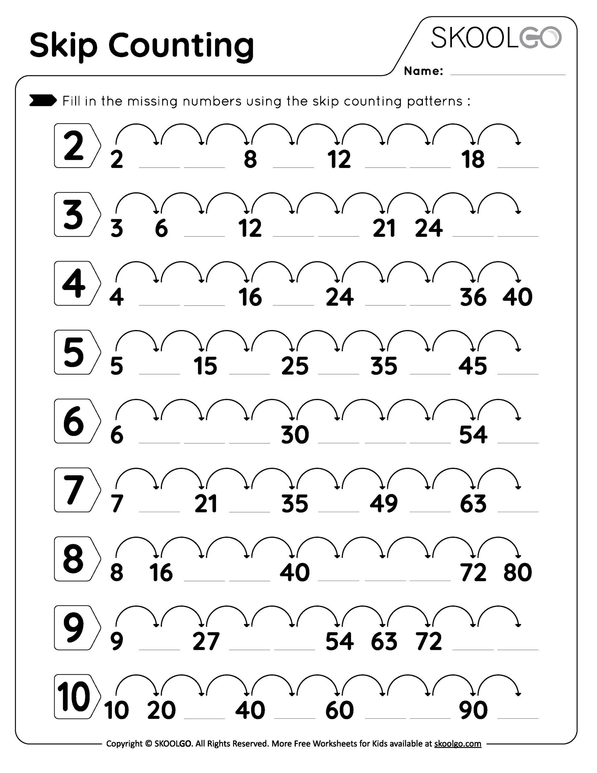 Skip Counting - Free Worksheet For Kids - Skoolgo for Skip Counting For Multiplication Worksheets