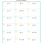 Solve One Step Multiplication & Division Equations Worksheet With Multiplication And Division One Step Equations Worksheet