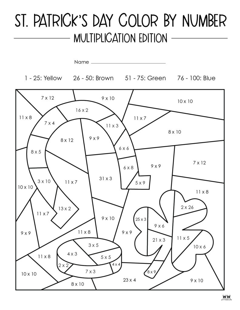 St. Patrick&amp;#039;S Day Colornumber - 10 Free Pages | Printabulls pertaining to St Patrick&amp;amp;#039;s Day Multiplication Worksheet