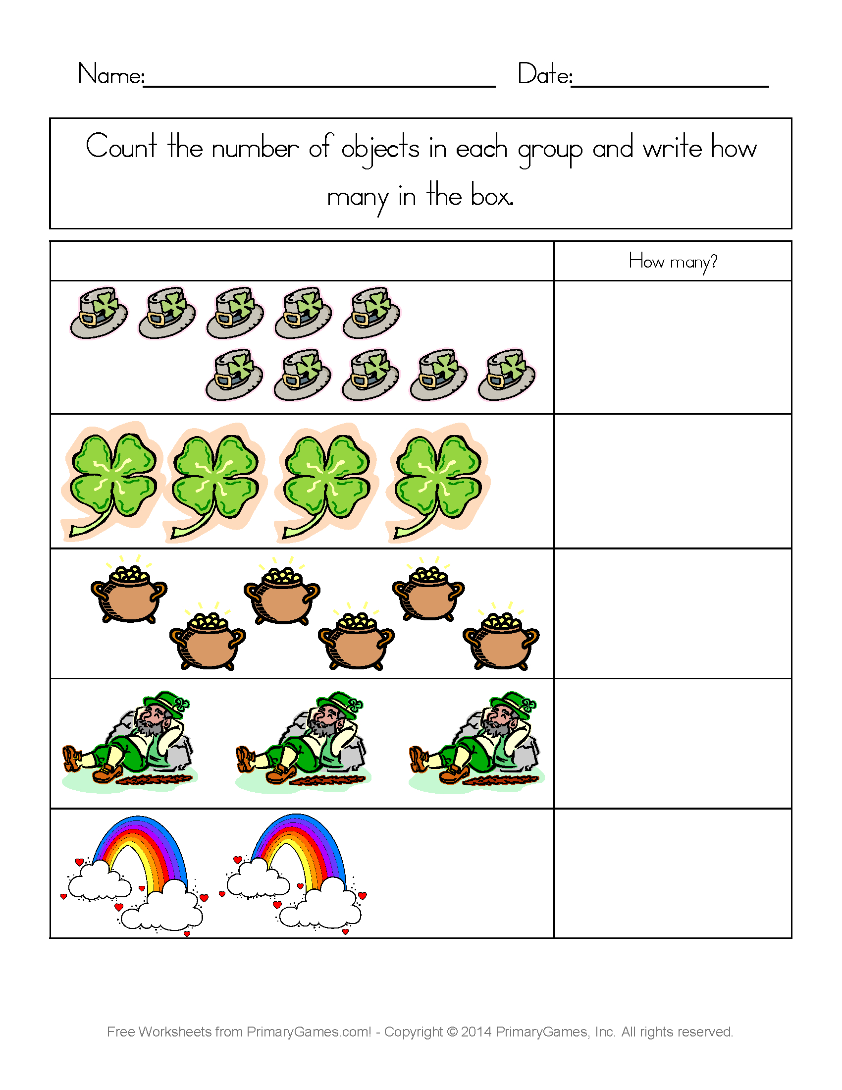 St. Patrick&amp;#039;S Day Worksheets: St. Patrick&amp;#039;S Day Counting Practice inside St Patrick&amp;amp;#039;s Day Multiplication Worksheet