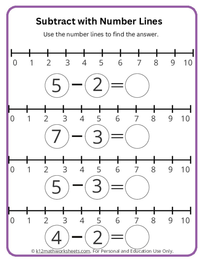 Subtract With Number Lines - K12 Math Worksheets in Teaching Multiplication Grade 2 Using Number Lines