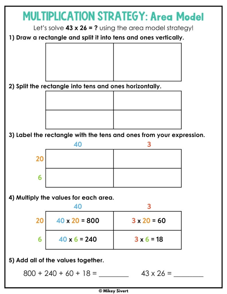 Teaching Multi-Digit Multiplication Strategies - Mikey D Teach within Multiplication Break Apart Method Worksheet