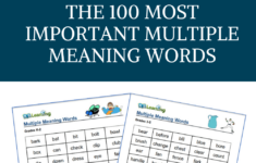 The 100 Most Important Multiple Meaning Words Kids Need To Know pertaining to Multiple Meaning Words Worksheets 2nd Grade
