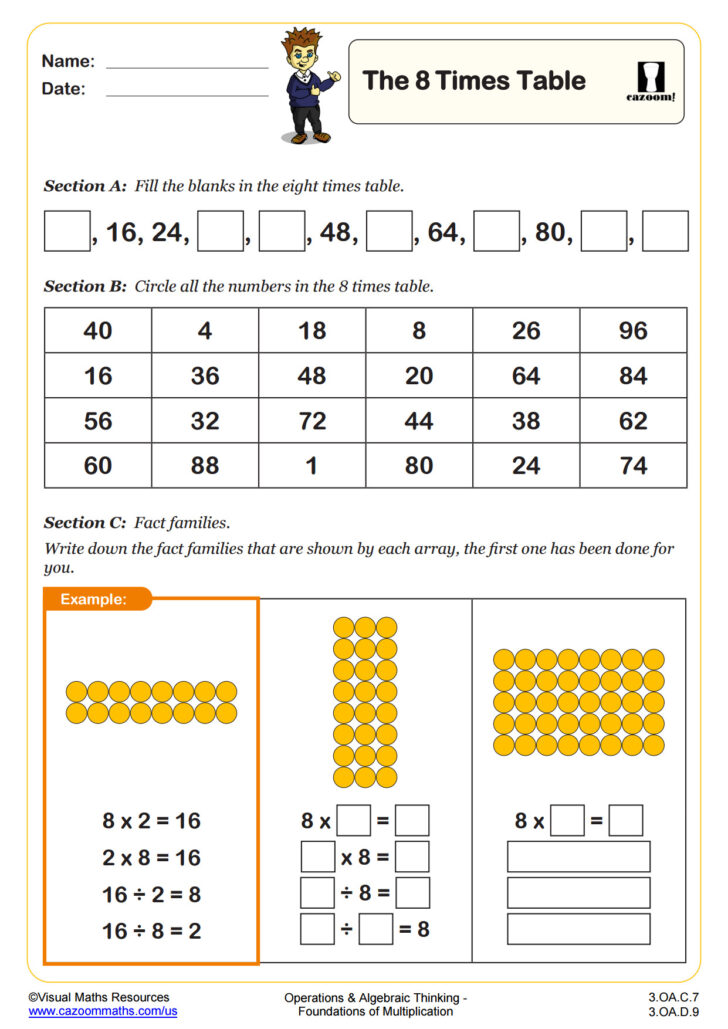 Multiplication by 8 Worksheet Multiplication by 8 Worksheet