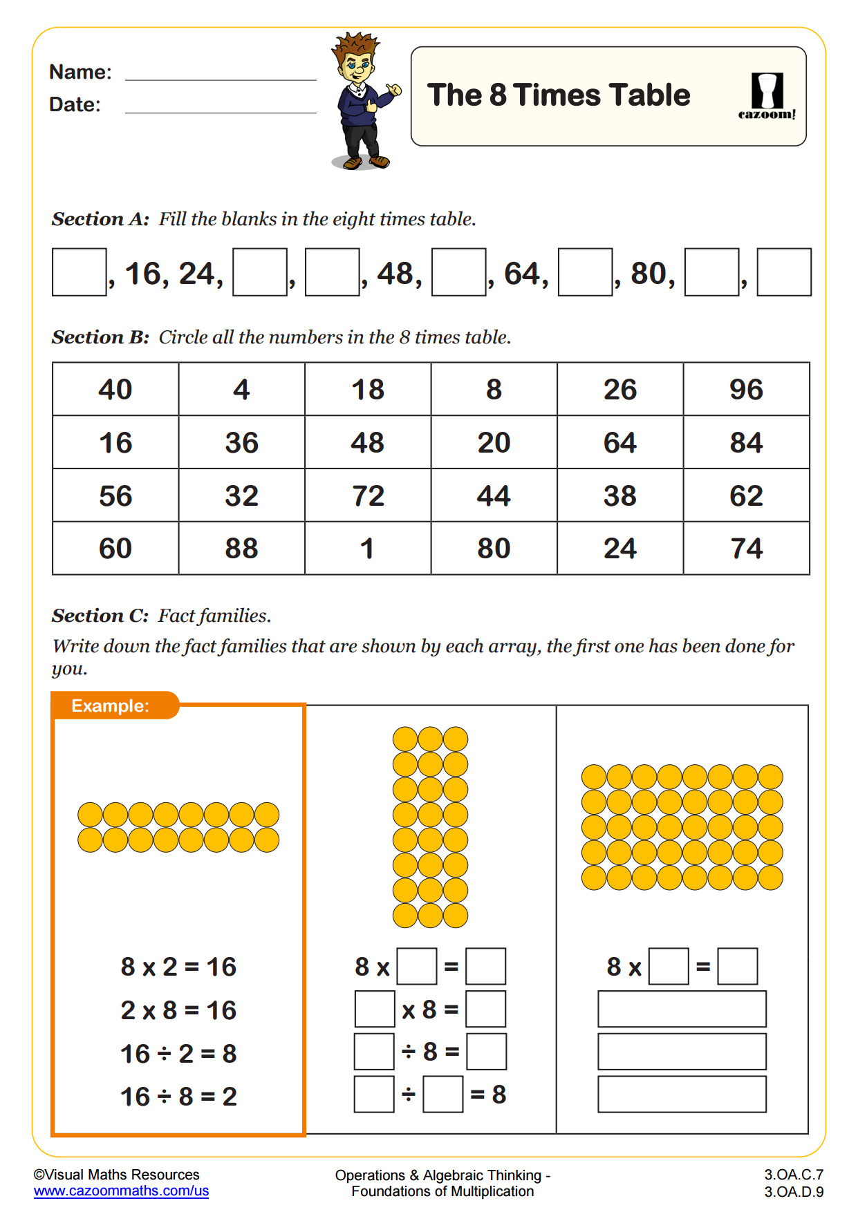 The Eight Times Table | Fun And Engaging 3Rd Grade Pdf Worksheets in Multiplication by 8 Worksheet