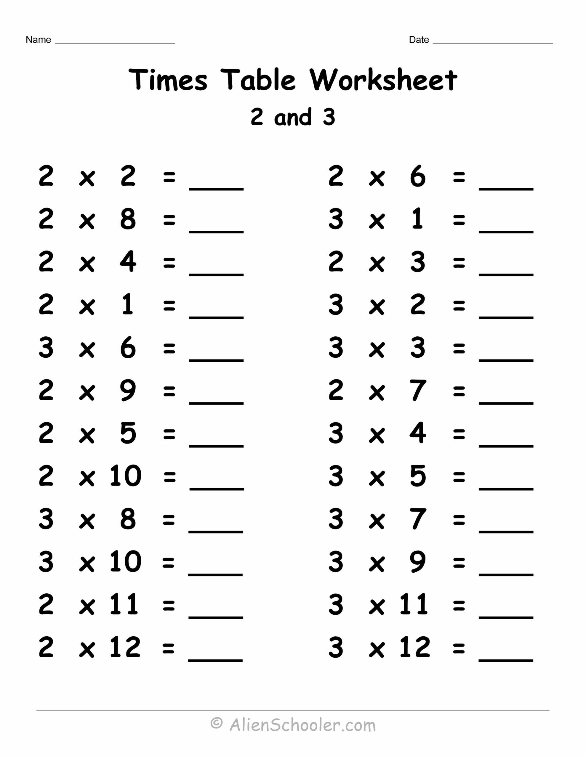 Times Table 2 And 3 Worksheet Printable And Live Worksheets intended for Multiplication Tables Live Worksheet Grade 3