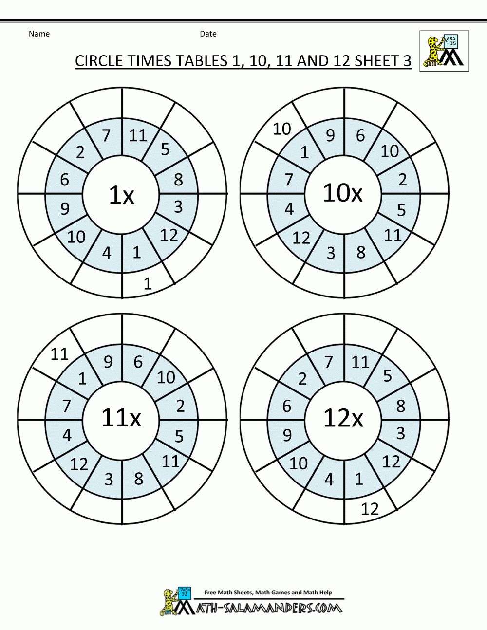 Times Table Worksheet Circles 1 To 12 Times Tables pertaining to Multiplication Facts 1 12 Worksheets