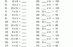 Times Tables Tests - 6 7 8 9 11 12 Times Tables for 11&amp;#039;s Multiplication Worksheet